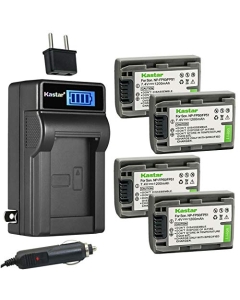 Kastar 4-Pack NP-FP50 / FP51 Battery and LCD AC Charger Compatible with Sony DCR-SR30, DCR-SR40, DCR-SR50, DCR-SR60, DCR-SR70, DCR-SR80, DCR-SR90, DCR-SR100, HDR-HC3, HDR-HC3E Camcorders