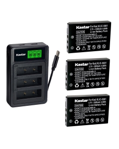 Kastar 3-Pack Battery with LZD3 USB Triple Charger Compatible with Kodak KLIC-5001 Sanyo DB-L50, EasyShare DX7440 DX7590 P850 Z760 Xacti HD1000 HD2000 Wacom Intuos4 PTK-540WL