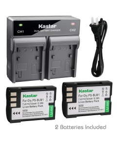 Kastar 2X Battery + Fast Dual Charger for Olympus BLM-1 BLM-01 PS-BLM1 C-5060 C-7070 C-8080 E-1 E-3 E-30 E-520 Olympus EVOLT E-300 EVOLT E-330 EVOLT E-500 EVOLT E-510 Olympus HLD-2 HLD-4 Battery Grip