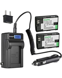 Kastar 2-Pack LP-E6 Battery and LCD AC Charger Compatible with Canon LP-E6N, LP-E6N Pro Battery, Canon LC-E6, LC-E6E Charger, Canon BG-E6, BG-E9, BG-E11, BG-E13, BG-E14, BG-E16, BG-E20, BG-E21 Grip