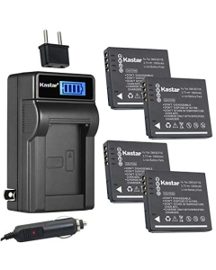 Kastar 4-Pack DMW-BCF10 Battery and LCD AC Charger Compatible with Panasonic DMW-BCF10 DMW-BCF10E DMW-BCF10PP, CGA-S009 CGA-S009E CGA-S/106B Battery, Panasonic DE-A59 DE-A59B, DE-A60 Charger
