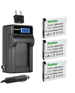 Kastar 3-Pack DMW-BCN10 Battery and LCD AC Charger Compatible with Panasonic DMW-BCN10 DMW-BCN10E, DMW-BCN10GK DMW-BCN10PP Battery, Panasonic DMC-LF1, Panasonic DMC-LF1K, Panasonic DMC-LF1W Camera