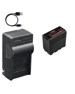 Kastar 1-Pack NP-F980EXP Battery and AC & USB-C Charger Compatible with Sony NP-F570 NP-F750 NP-F770 NP-F970 NP-F980 NP-F990 Series for Camera Camcorder LED Video Light Monitor Recorder