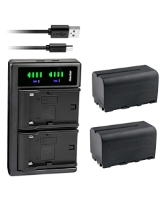 Kastar 2-Pack NP-F750 / NP-F770 Battery and LTD2 USB Charger Compatible with Teradek Wave Smart Streaming Monitor/Encoder, Vaxis Storm 072 Field Monitor, GyroVu Lightweight 5" On-Camera HDMI Monitor