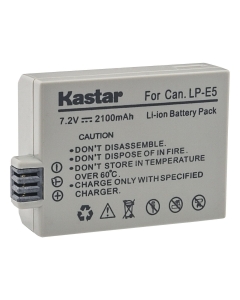 Kastar 1-Pack LP-E5 Battery 7.2V 2100mAh Replacement for Canon LP-E5 LPE5 Battery, Canon LC-E5, LC-E5C, LC-E5E Charger