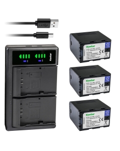 Kastar 3-Pack Battery and LTD2 USB Charger Replacement for JVC SSL-JVC50, SSLJVC50, JVC50, SSL-JVC70, SSLJVC70, JVC70, SSL-JVC75, SSLJVC75, JVC75, BN-S8I50, BNS8I50 Battery