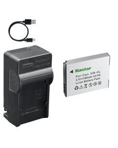Kastar 1-Pack Battery and AC & USB-C Charger, Compatible with Canon NB-6L, Minolta NP-6L, PowerShot D S SD SX Series, IXUS IXY Series, Lecran NEZINI Kids Cameras, Minolta Digital, Came-TV Headsets
