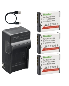 Kastar 3-Pack Battery and AC & USB-C Charger Compatible with Casio NP-130 NP-130A NP-130DBA BC-130L for Exilim EX-ZR100 EX-ZR300 EX-ZR1000 EX-ZR2000 EX-ZR5000 EX-10 EX-100