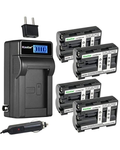 Kastar 4-Pack NP-FM500 Battery and LCD AC Charger Compatible with Sony DSLR-A300K/N, DSLR-A300X, DSLR-A350, α350, Alpha A350, DSLR-A350B, DSLR-A350H, DSLR-A350K, DSLR-A350X, DSLR-A450, α450 Cameras
