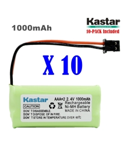 Kastar 10-Pack AAAX2 2.4V MSM 1000mAh Ni-MH Rechargeable Battery for Uniden BT-1008 BT-1016 BT1008S DECT20602 DECT 2080 DECT 2060-2 DWX-207 DECT20854WX DECT21802 Dantona BATT-1008 Empire CPH-515B