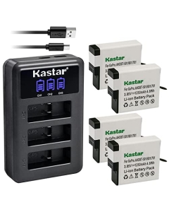 Kastar 4 Pack Battery + LCD Triple USB Charger Compatible with Gopro Hero Camera, Hero 5 Action Camera, HERO5 Black, Hero 5 HD Black, HERO5 Silver, Hero 5 HD Silver, Hero 6 Action Camera, HERO6 Black