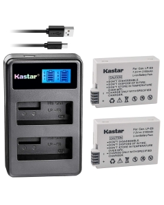 Kastar Battery (X2) & LCD Dual Slim Charger for Canon LP-E8, LC-E8E and Canon EOS 550D, EOS 600D, EOS 700D, EOS Rebel T2i, EOS Rebel T3i, EOS Rebel T4i, EOS Rebel T5i Cameras, Grip BG-E8