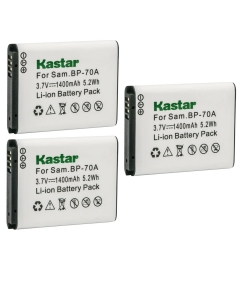 Kastar BP-70A Battery 3-Pack Replacement for Samsung ES75, ES78, ES80, ES81, ES90, ES91, ES95, ES96, ES99, MV800, PL100, PL101, PL120, PL121, PL170, PL171, PL20, PL200, PL201, PL21, PL80, PL81 Camera