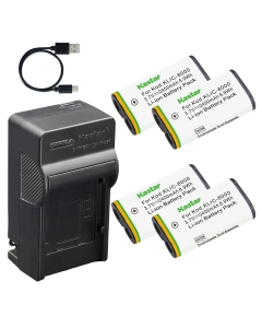 Kastar 4-Pack Battery and AC & USB-C Charger, Compatible with KLIC-8000 DB-50 MPRLBP, Kodak Z612 Z712 Z812 Z1012 Z1015 Z1085 Z1485 ZX1 PlaySport ZXD, Ricoh Caplio R1 R2 RZ1, Wisycom MPR30 MPR50 MTP60