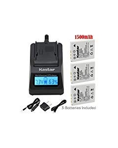 Kastar Ultra Fast Charger and Battery (3-Pack) for Nik EN-EL8, Nik MH-62, Nik Coolpix P1, P2, S1, S2, S3, S5, S6, S7, S7c, S8, S9, S50, S50c, S51, S51c, S52, S52c, Cool-Station MV-11, MV-121 Camera