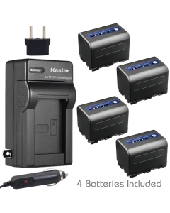 Kastar Battery 4-Pack and Charger for Sony NP-QM71D NP-QM71 and Sony TRV230 TRV235 TRV238 TRV239 TRV240 TRV245 TRV250 TRV255 TRV260 TRV265 TRV270 TRV280 TRV285 TRV300 TRV325 TRV330 TRV340 TRV345