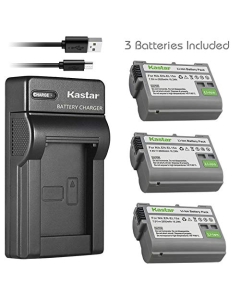 Kastar 3 Pack Battery and Slim USB Charger Compatible with Nikon EN-EL15 Nikon EN-EL15a Battery, Nikon MH-25 Charger, Nikon MB-D18 Nikon MB-D16 Nikon MB-D15 Nikon MB-D14 Nikon MB-D12 Nikon MB-D11