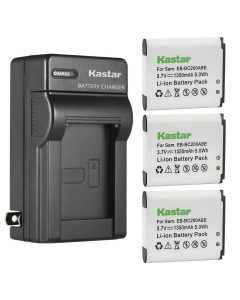 Kastar 3-Pack Battery and AC Wall Charger Replacement for Samsung Gear 360, SM-C200, SM-C200NZWAXAC, SM-C200NZWAXAR (US Model), MSIP-CMM-SEC-SMC200 (International Version)