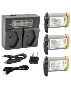 Kastar 3 Pack Fully Decode LP-E19 Battery and LCD Dual Fast Charger Replacement for Canon Canon LP-E19 LP-E19N, LP-E4 LP-E4N, US 5751B002 Camera Battery, Canon LC-E4 LC-E4N, LC-E19 LC-E19N Charger