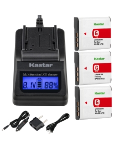Kastar Fast Charger and Battery (3-Pack) Replacement for Sony NP-BG1, NP-FG1, DSC-W120, W150, W220, DSC-H3, DSC-H7, DSC-H9, DSC-H10, DSC-H20, DSC-H50, H55, H70, DSC-HX5V, HX7V, HX9V, HX10V, HX30V
