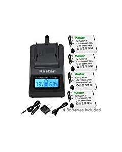 Kastar Ultra Fast Charger(3X Faster) Kit and NP-48 Battery (4-Pack) Replacement for Fuji NP-48, FNP48, BC-48 Work with Fuji XQ1, XQ2 Digital Cameras