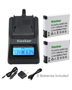 Kastar Ultra Fast Charger and AHDBT-002 Battery (2-Pack) Replacement for GoPro AHDBT-001, AHDBT-002 Work with GoPro HD HERO1, HERO2, GoPro Original HD Hero Cameras