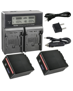 Kastar 2-Pack VW-VBG6 Pro Battery and LCD Dual Fast Charger Compatible with Panasonic SDR-H40, SDR-H40P, SDR-H41, SDR-H48GK, SDR-H50, SDR-H60, SDR-H60S, SDR-H60P, SDR-H68GK, SDR-H79, SDR-H79K