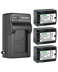 Kastar 3-Pack Battery and AC Wall Charger Replacement for Panasonic VW-VBT380, VW-ACT380, VW-VBT190, VW-ACT190 Battery, Panasonic VW-BC10, VW-BC10-K, VW-BC10PP, VW-PWPK Charger