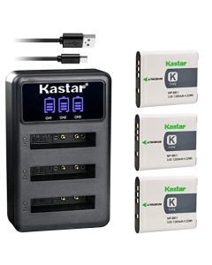 Kastar 3 Pack NP-BK1 Battery and LCD Triple USB Charger Compatible with Sony Webbie MHS-PM1, Bloggie MHS-CM5, Bloggie MHS-PM5, Cyber-Shot DSC-S750, DSC-S780, Cyber-Shot DSC-S950, DSC-S980 Camera