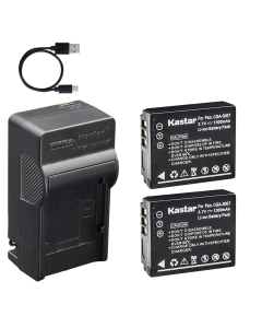 Kastar 2-Pack Battery and AC & USB-C Charger, Compatible with Panasonic CGA-S007 CGR-S007 DMW-BCD10 Batteries and Lumix DMC-TZ1 TZ2 TZ3 TZ4 TZ5 TZ11 TZ15 TZ50 Cameras