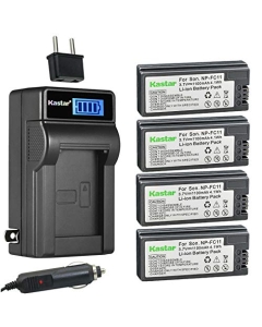 Kastar 4-Pack NP-FC11 Battery and LCD AC Charger Compatible with Sony NP-FC11 NP-FC10 Battery, Sony BC-VC10 Charger, Sony Cyber-shot DSC-P9, Cyber-shot DSC-V1, DSC-F77, DSC-P10, DSC-P12 Digital Camera