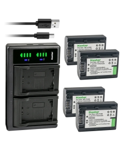 Kastar 4-Pack Battery and LTD2 USB Charger Replacement for Sony HDR-PJ390, HDR-PJ420, HDR-PJ50, HDR-PJ510, HDR-PJ540, HDR-PJ580, HDR-PJ650, HDR-PJ670, HDR-PJ710, HDR-PJ740, HDR-PJ760, HDR-PJ780