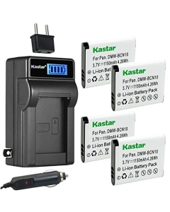 Kastar 4-Pack DMW-BCN10 Battery and LCD AC Charger Compatible with Panasonic DMW-BCN10 DMW-BCN10E, DMW-BCN10GK DMW-BCN10PP Battery, Panasonic DMC-LF1, Panasonic DMC-LF1K, Panasonic DMC-LF1W Camera