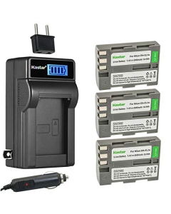 Kastar 3-Pack EN-EL3e Battery and LCD AC Charger Compatible with Nikon EN-EL3e, Nikon EN-EL3a, Nikon EN-EL3 Battery, Nikon MH-18, Nikon MH-18a, Nikon MH-19 Charger, Nikon D90 Digital SLR Camera