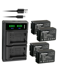 Kastar 4-Pack DMW-BMB9 Battery and LTD2 USB Charger Compatible with Panasonic Lumix DMC-FZ70, Lumix DMC-FZ72, Lumix DMC-FZ100, Lumix DMC-FZ150, Lumix DC-FZ80, Lumix DC-FZ85 Camera