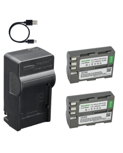 Kastar 2-Pack Battery and AC & USB-C Charger, Compatible with Nikon EN-EL3 EN-EL3a EN-EL3e and Nikon D50 D70 D70s D80 D90 D100 D200 D300 D300s D700 Cameras MH-18 MH-18a MH-19 Charger Models