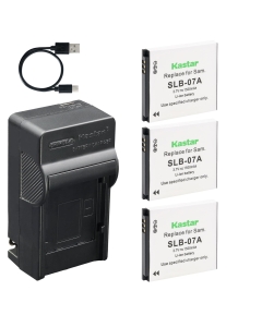 Kastar 3-Pack Battery and AC & USB-C Charger, Compatible with Samsung SLB-07 SLB-07A SLB-07B EA-SLB07 for PL150 PL151 ST45 ST50 ST500 ST550 ST600 TL90 TL100 TL210 TL220