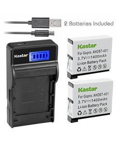 Kastar Battery (X2) & Slim LCD Charger for GoPro HERO4 and GoPro AHDBT-401, AHBBP-401 Sport Cameras
