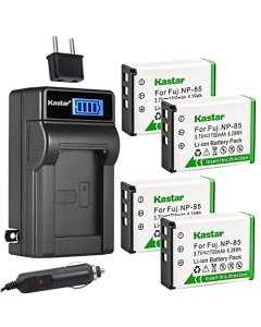 Kastar 4-Pack NP-85 Battery and LCD AC Charger Compatible with DV-E80 Rich A180 A200 A230 R291F DIGIPO HDV-S590 HDV-S690 AIGO AHD-Z50 OUCCA HDV-A37 Ordro HDV-D325 HDV-D370 HDV-Z60