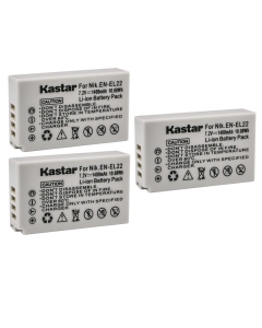 Kastar Battery (3-Pack) for Nik EN-EL22, MH-29 Work with Nik 1 J4, Nik 1 S2 Cameras