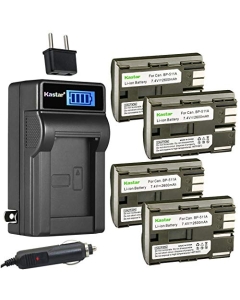 Kastar 4-Pack BP-511 Battery and LCD AC Charger Compatible with Canon DM-MV650i MV650i, DM-MV690 MV690, DM-MV700 MV700 MV700i, DM-MV730i MV730i, DM-MV750i MV750i, Optura 10, Optura 20 Cameras