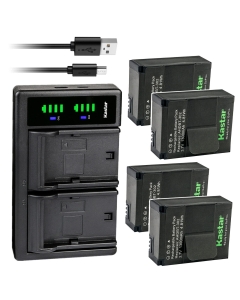 Kastar 4-Pack 3.7V 1300mAh Battery and LTD2 USB Charger Replacement for SP-Gadgets 3.7V Battery POV Light and Powerbar Duo