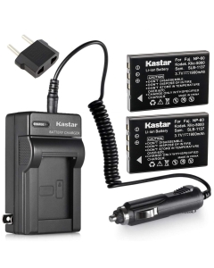 Kastar Battery (X2) & AC Travel Charger for Fujifilm NP-60, Kodak KLIC-5000, Samsung SLB-1137, Olympus Li-20B and Fujifilm FinePix, Kodak EasyShare, One Series, Samsung, Olympus AZ-1, AZ-2 Camera