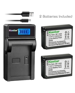 Kastar Battery 2 Pack & LCD Slim USB Charger for Samsung BP1030, BP1030B, BP1130, ED-BP1030 and Samsung NX200, NX210, NX300, NX300M, NX1000, NX1100, NX2000 Camera