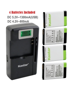 Kastar BL-5C Battery (4-Pack) and intelligent mini travel Charger ( with high speed portable USB charge function) for NOKIA 1100,2112,2270,2280,2285,2300,2600,2850,3100,3105,3120,3600,3620,3650,3660,5140,6108,6280,5030,5130,6030,6085,6086,6230,6230i,6267,