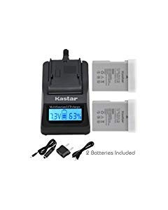 Kastar Fast Charger + Battery 2-Pack for Nik EN-EL14a, EN-EL14, ENEL14A, ENEL14 & Nik Coolpix P7000 P7100 P7700 P7800, D3100, D3200, D3300, D3400, D5100, D5200, D5300 DSLR, Df DSLR, D5600 Cameras