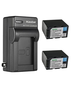 Kastar 2-Pack Battery and AC Wall Charger Replacement for JVC BN-VC264G BN-VC296G Battery, JVC GY-HC500 Series Camcorder, JVC Connected CAM GY-HC500E GY-HC500U, JVC GY-HC 550 GY-HC 550E Camcorder