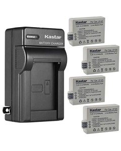 Kastar 4-Pack Battery & AC Wall Charger Replacement for Canon LP-E5, LC-E5, LC-E5C, LC-E5E Charger, EOS Rebel & T1i Cameras