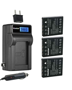 Kastar 3-Pack Battery and LCD AC Charger Compatible with Panasonic DMW-BCB7, CGA-S004, CGA-S004A, CGA-S004A/1B, CGA-S004E/1B Battery, DE-992a Charger, Panasonic Lumix DMC-FX2, Lumix DMC-FX7 Camera