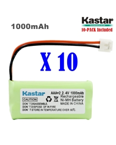 Kastar 10-PACK AAAX2 2.4V EH 1000mAh Ni-MH Rechargeable Battery for BT184342 BT284342 BT18433 BT28433 BT1011 BT-1022 BT-1031 Vtech CS6229 DS6301 Uniden Wxi3077 ECT4066 DECT4096 Motorola Cordless phone